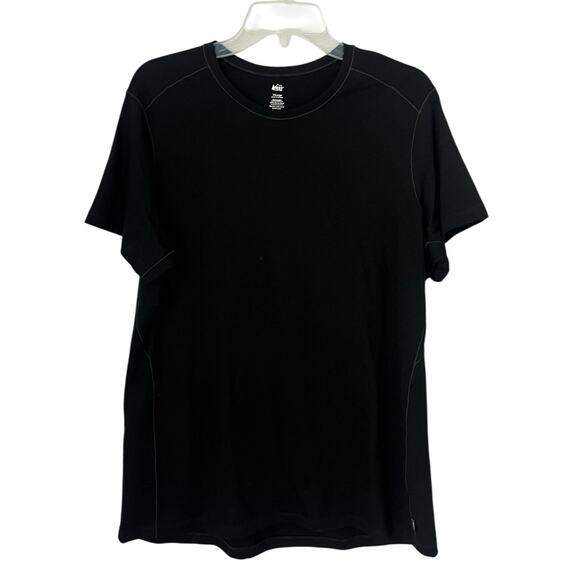 REI Merino 185 Base Layer Top Short Sleeves Black Wool Lightweight Gorpcore 1X - Picture 1 of 6